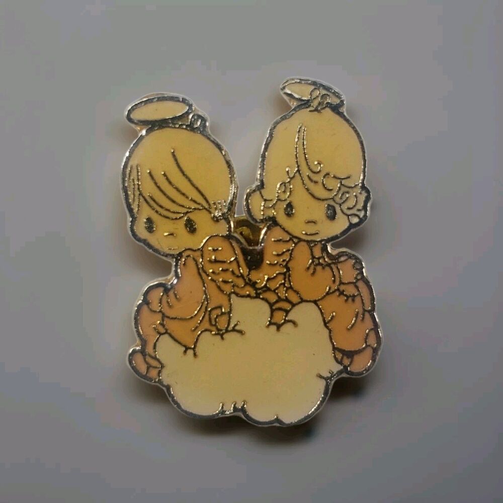Vintage Precious Moments Enesco Angels Boy Girl Pin Pinback Collectible Lapel